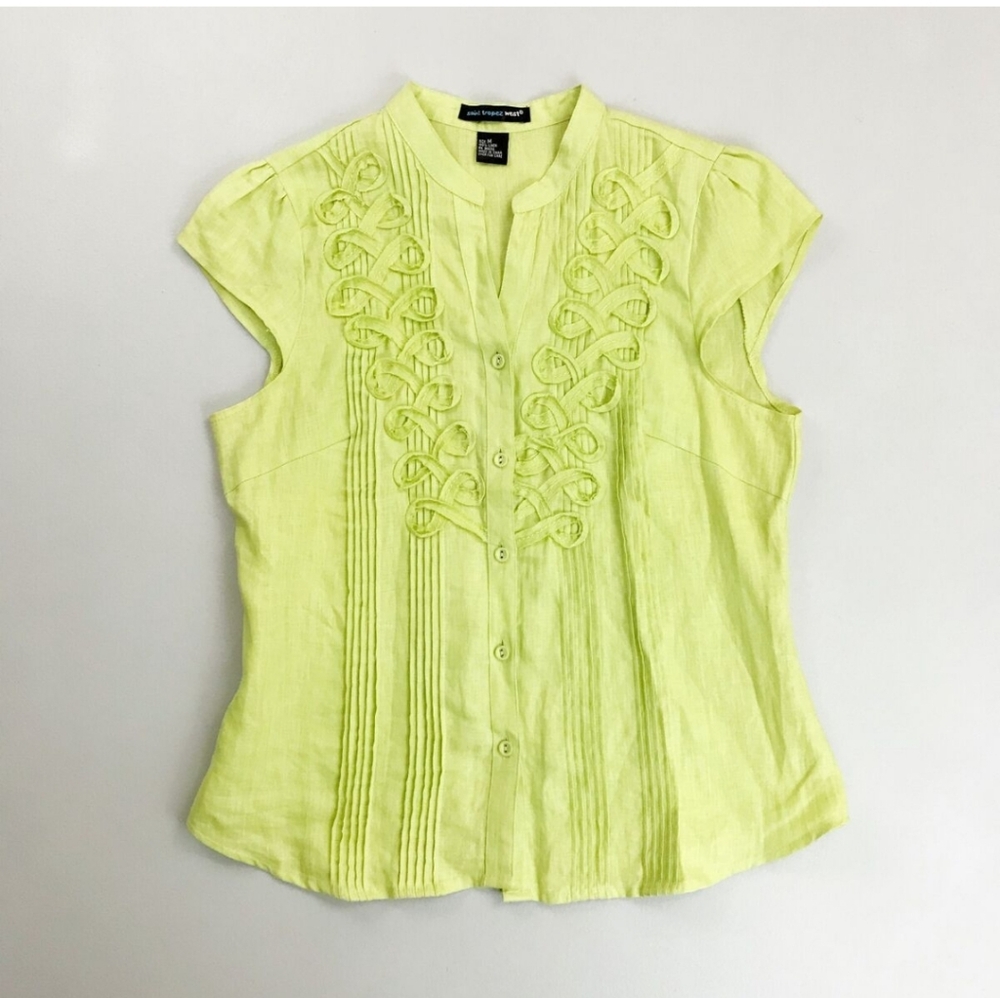 Saint Tropez West Embroidered Lime Green Linen Capsule Granola Heritage Summer